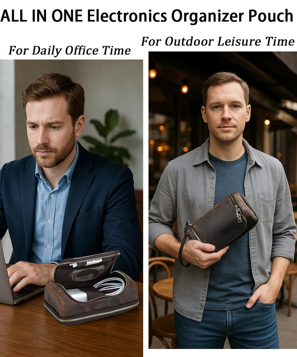 Leather Electronics Organizer Bag